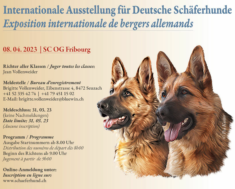 Flyer zur internationalen Ausstellung für deutsche Schäferhunde in Fribourg